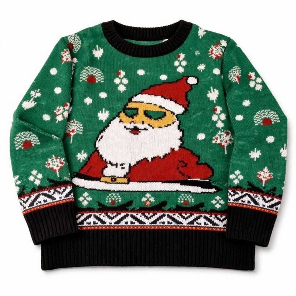 Kids Festive Santa Sweater - Green and Red